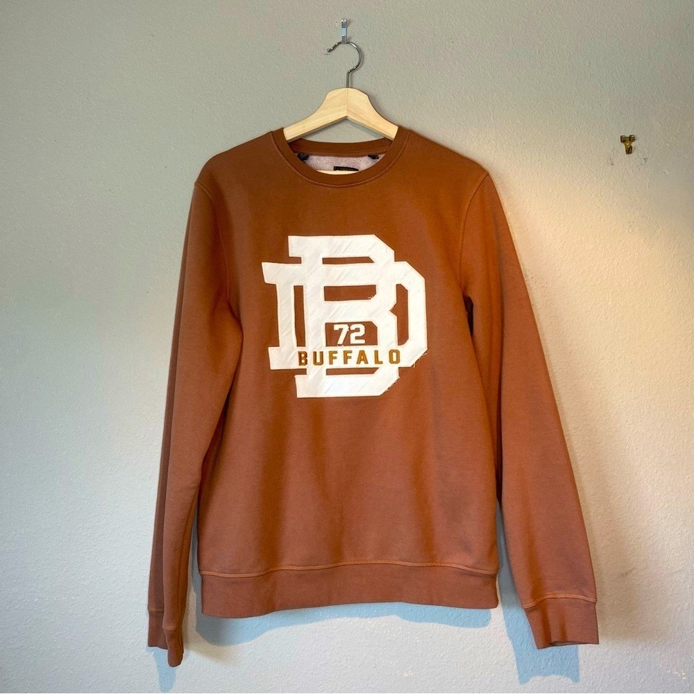 Buffalo David Bitton Mens Embossed Logo Streetwear Sweatshirt Medium Brown